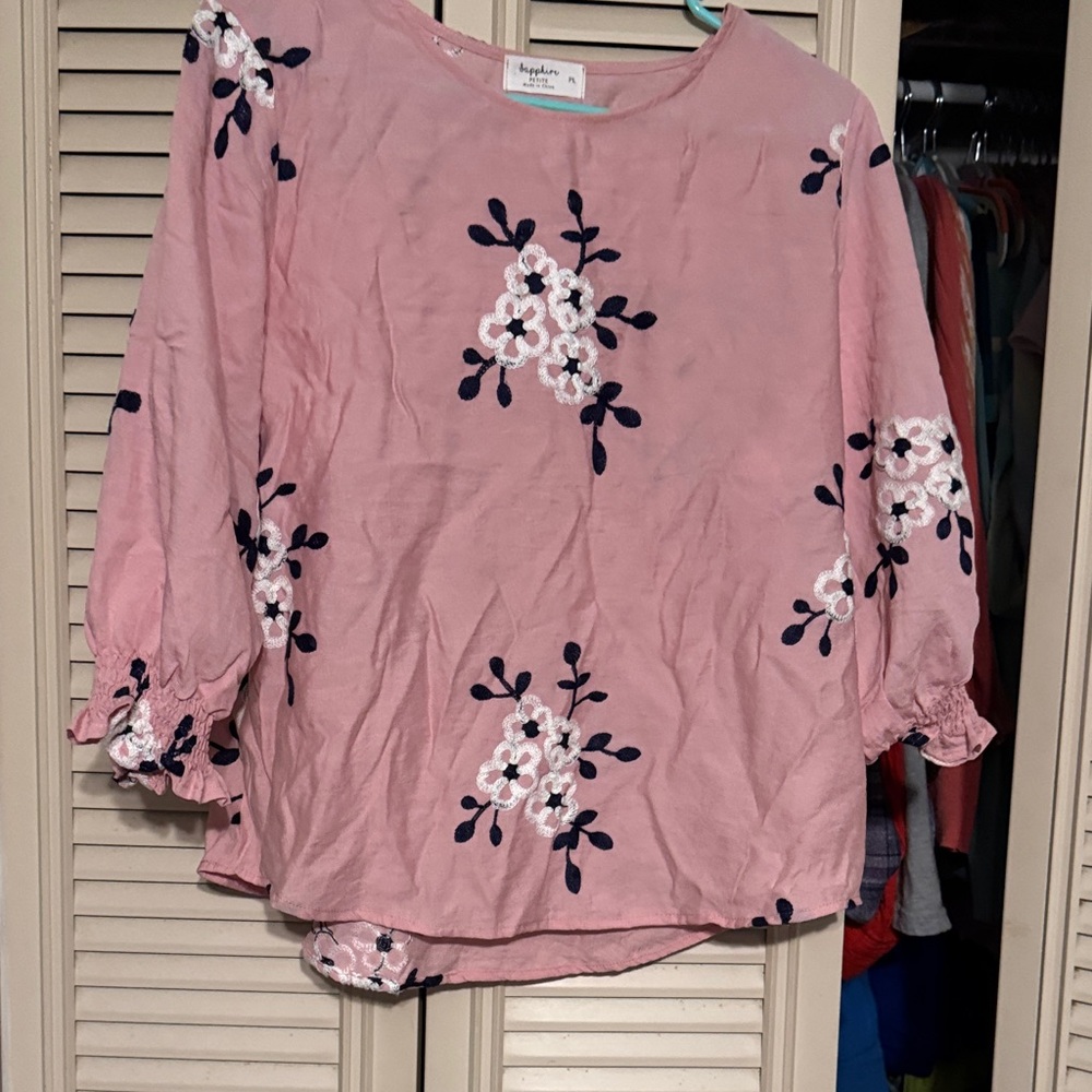 Floral Embroidered Blouse in Pink